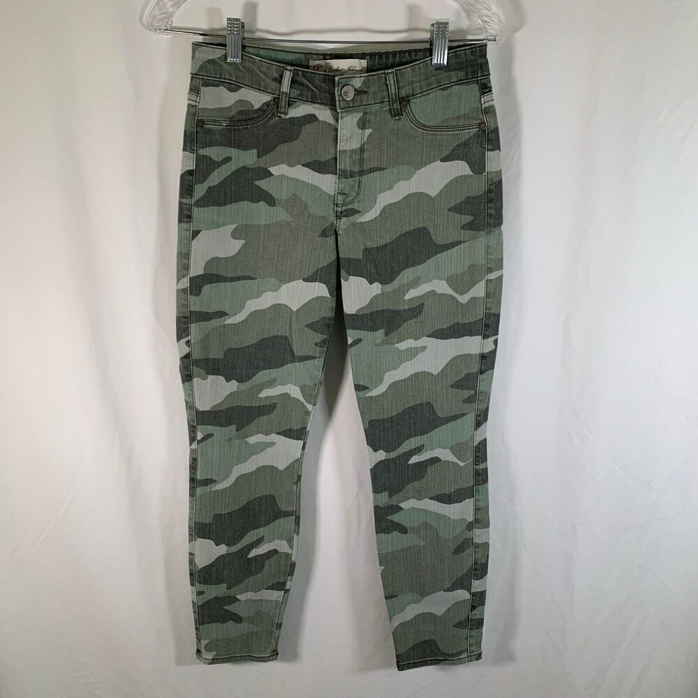 New CJ by Cookie Johnson Believe Leggings Women's 26 Green Camo Cotton Blend